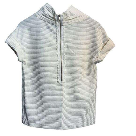 NWT Anthrolopogie 9-H15 Stcl Ivory Short Sleeve Mock Neck Shirt Size XS - Picture 2 of 13